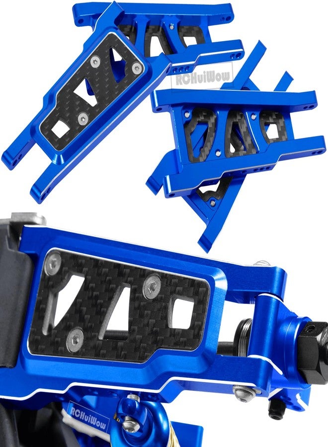 قطع غيار RCHuiWow RC المُحسّنة لسيارة Rustler 4x4 4WD بمقياس 1/10 (رقم 67164-4): عمود نقل الحركة، أذرع التعليق، كتل التوجيه، كتلة الكاستر، حوامل المحور الخلفي، أبراج امتصاص الصدمات، كتلة التوجيه، لون أزرق داكن - Image 4